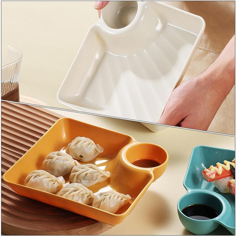 ABOOFAN Plastic Food Plates and Dumpling Serving Dishes Square Pp Snack Plates in 4 Colors Sturdy for Home Dining and Sushi Snacks Reusable Tableware Set - Image 3