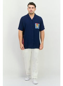 nickelodeon Men Regular Fit Short Sleeves Garfield Casual Shirt, Navy Combo  - Image 4