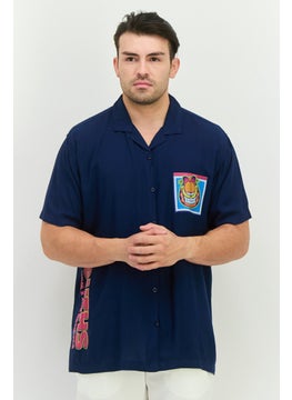 nickelodeon Men Regular Fit Short Sleeves Garfield Casual Shirt, Navy Combo  - Image 1