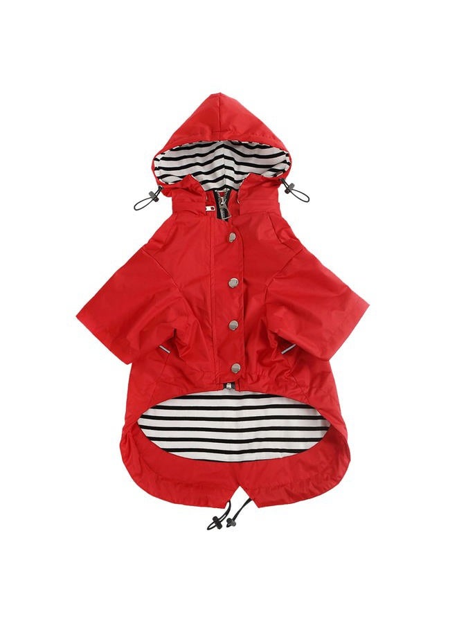 Morezi Dog Zip Up Dog Raincoat with Reflective, Rain/Water Resistant, Adjustable Drawstring, Removable Hood, Stylish Premium Dog Raincoats - Red - XS - Image 1