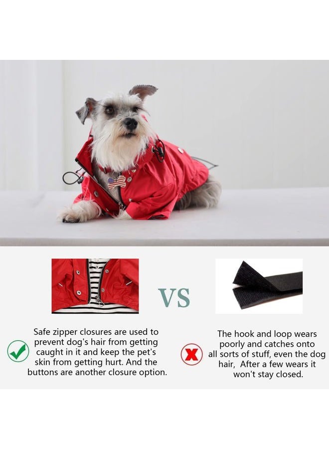 Morezi Dog Zip Up Dog Raincoat with Reflective, Rain/Water Resistant, Adjustable Drawstring, Removable Hood, Stylish Premium Dog Raincoats - Red - XS - Image 5
