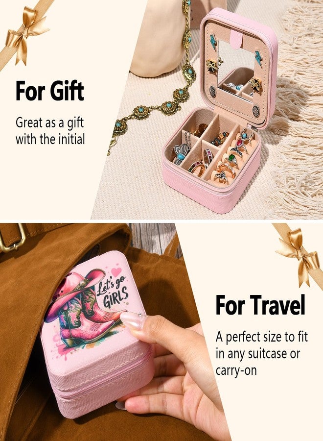 CEELGON Western Jewelry Box Case Gift Pink Boots Print Travel Jewelry Organizer Christmas Gifts for Teen Girls Cowgirl Stuff Small Portable Travel Accessories for Women (Pink Boots) - Image 3
