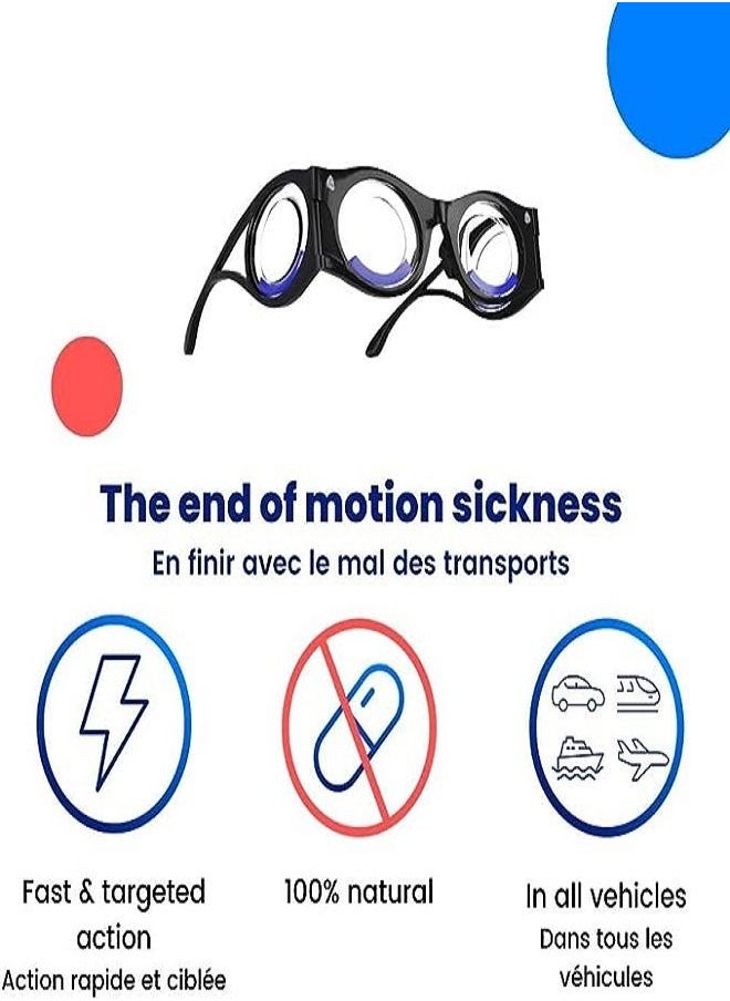 Generic - Anti- Motion Sickness Glasses, Raised Airsick Sickness Seasickness Glasses for Sport Travel Gaming, Ultra-Light Portable Nausea Relief Glasses, No Lens Liquid Glasses for Adults or Kids - Image 1