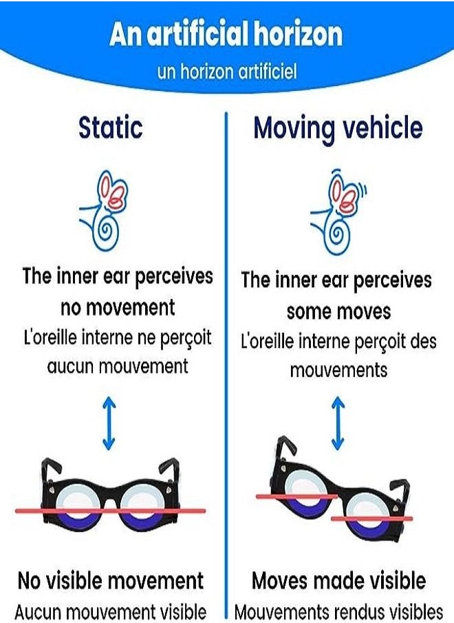 Generic - Anti- Motion Sickness Glasses, Raised Airsick Sickness Seasickness Glasses for Sport Travel Gaming, Ultra-Light Portable Nausea Relief Glasses, No Lens Liquid Glasses for Adults or Kids - Image 1