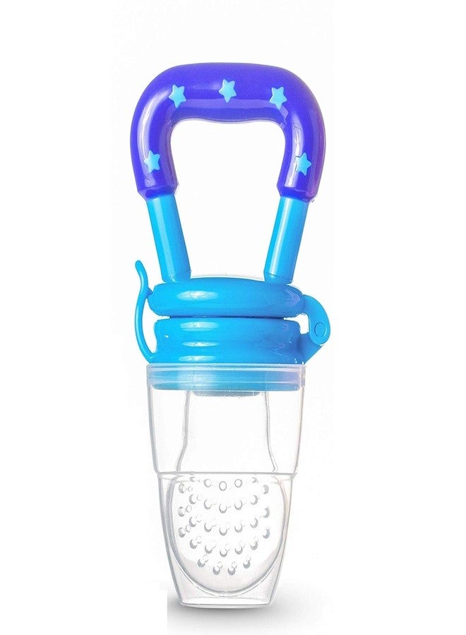 Crawl'in Baby Soother BPA-Free Silicone Food Nibbler for Fruit and Veggie with Rattle Handle (Multicolour, 0-24 Months) (Pack of 1) (Blue Soother) - Image 1