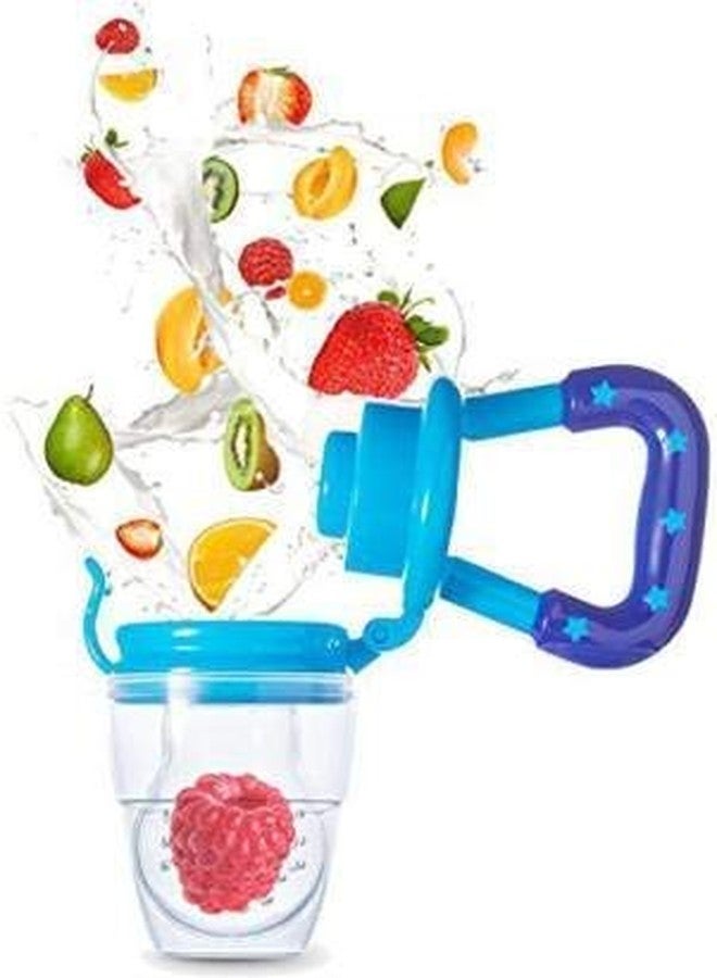 Crawl'in Baby Soother BPA-Free Silicone Food Nibbler for Fruit and Veggie with Rattle Handle (Multicolour, 0-24 Months) (Pack of 1) (Blue Soother) - Image 2