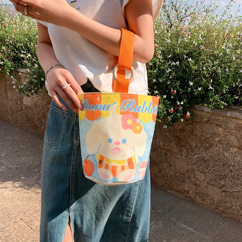 Canvas Bag Small Hand Bag Large Capacity Bucket Bag New 2025 Office Worker Lunch Box Lunch Box A Generation Of Hair - Image 2