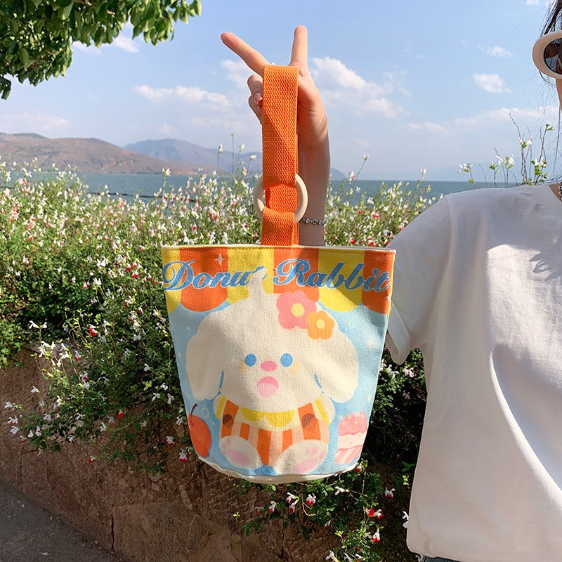 Canvas Bag Small Hand Bag Large Capacity Bucket Bag New 2025 Office Worker Lunch Box Lunch Box A Generation Of Hair - Image 4