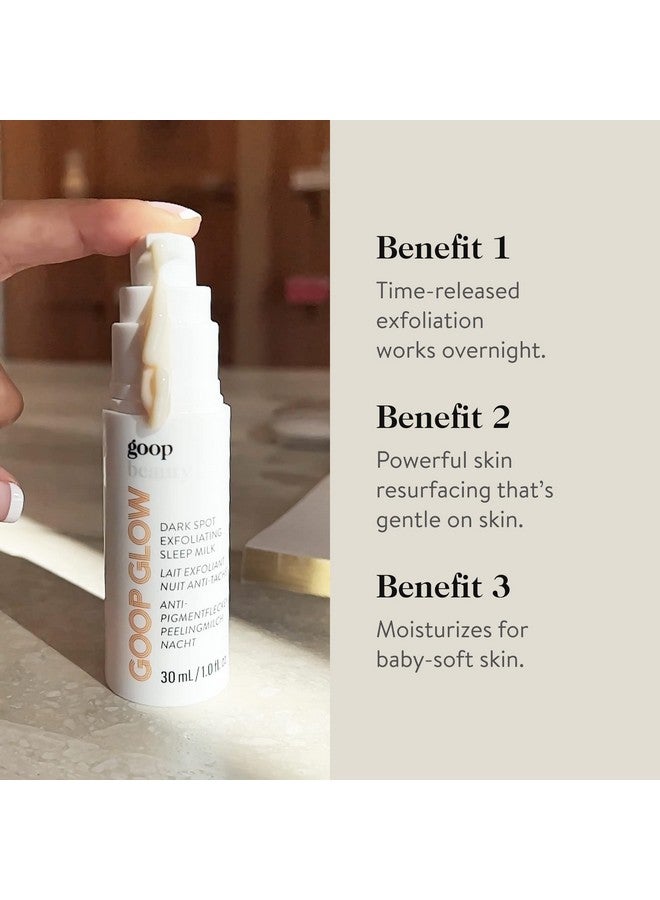 Goop Beauty Sleep Milk Serum Face Exfoliator & Moisturizer To Smooth Uneven Texture Wrinkles & Pores Glycolic Acid & Hyaluronic Serum Dark Spot Corrector Paraben & Silicone Free 1 Fl Oz - Image 2