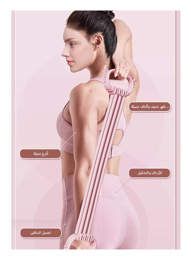 Photon شريط مقاومة على شكل رقم 8، حبل مرن من السيليكون على شكل 8 كلمات، أشرطة تمدد للكتف، تمارين بيلاطس للعلاج الطبيعي وتمارين الصالة الرياضية المنزلية (وردي) - Image 4