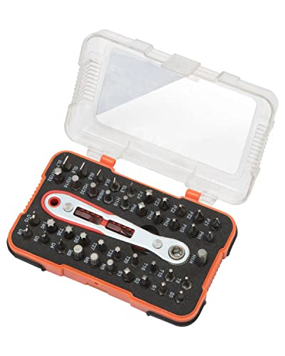 ROTATION 44pc Bit Set with 1/4 Mini Ratchet Offset Screwdriver, Portable Case, CR-V Steel, Drive Handle & Multi Hex/Phillips/Slotted/Torx/Star - Image 1
