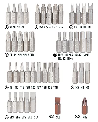 ROTATION 44pc Bit Set with 1/4 Mini Ratchet Offset Screwdriver, Portable Case, CR-V Steel, Drive Handle & Multi Hex/Phillips/Slotted/Torx/Star - Image 2