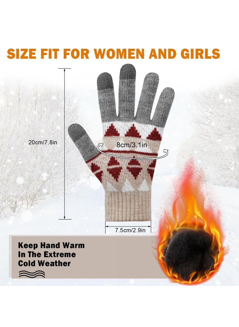 CMGTYYD 3 PCS Women Winter Gloves, Warm Touch Screen Gloves, Soft Knitted Fleece Mittens, Windproof Texting Elastic Cuff Gloves for Outdoor Driving Cycling  - Image 3