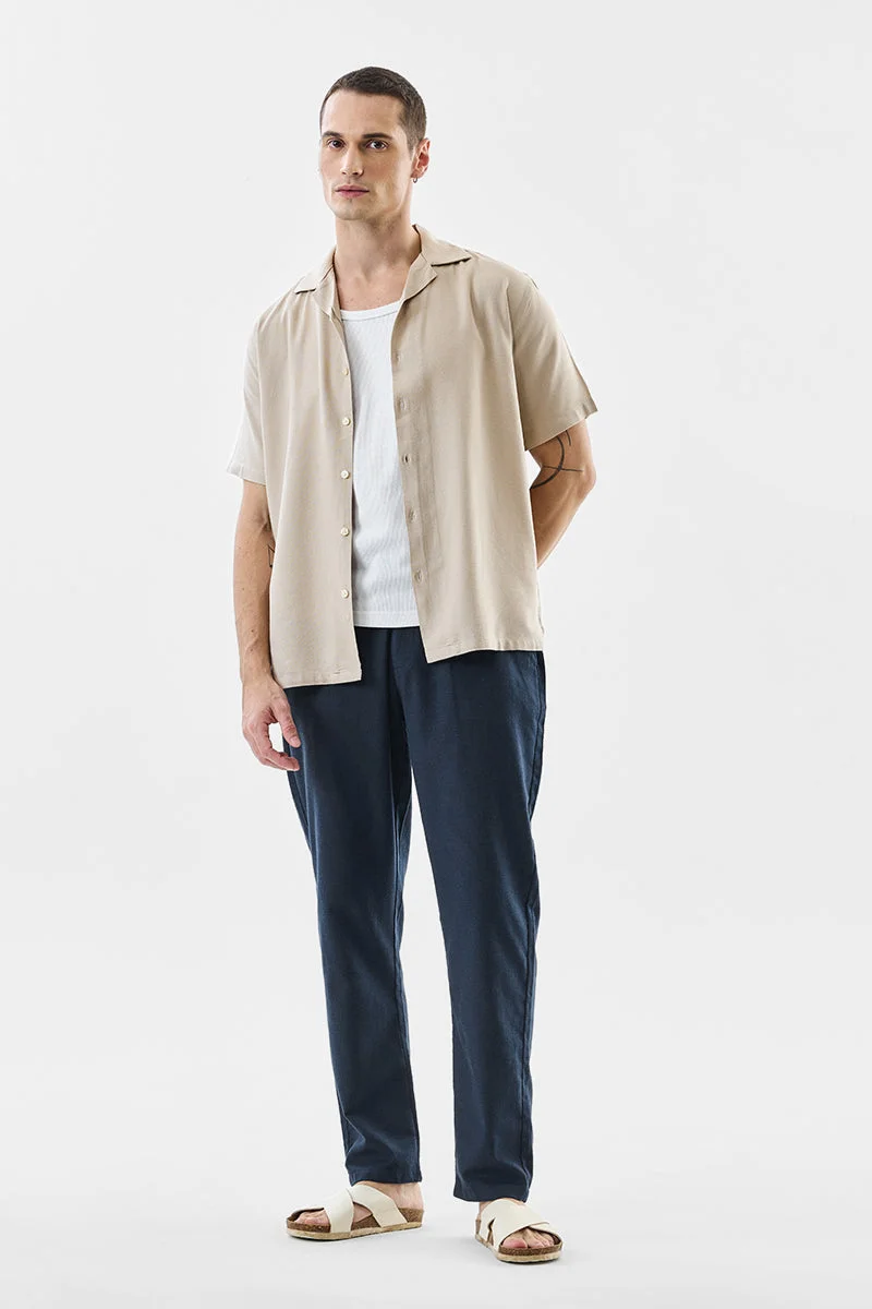 Snitch  Straight Fit Linen Blend Trousers for Men | Best Price UAE