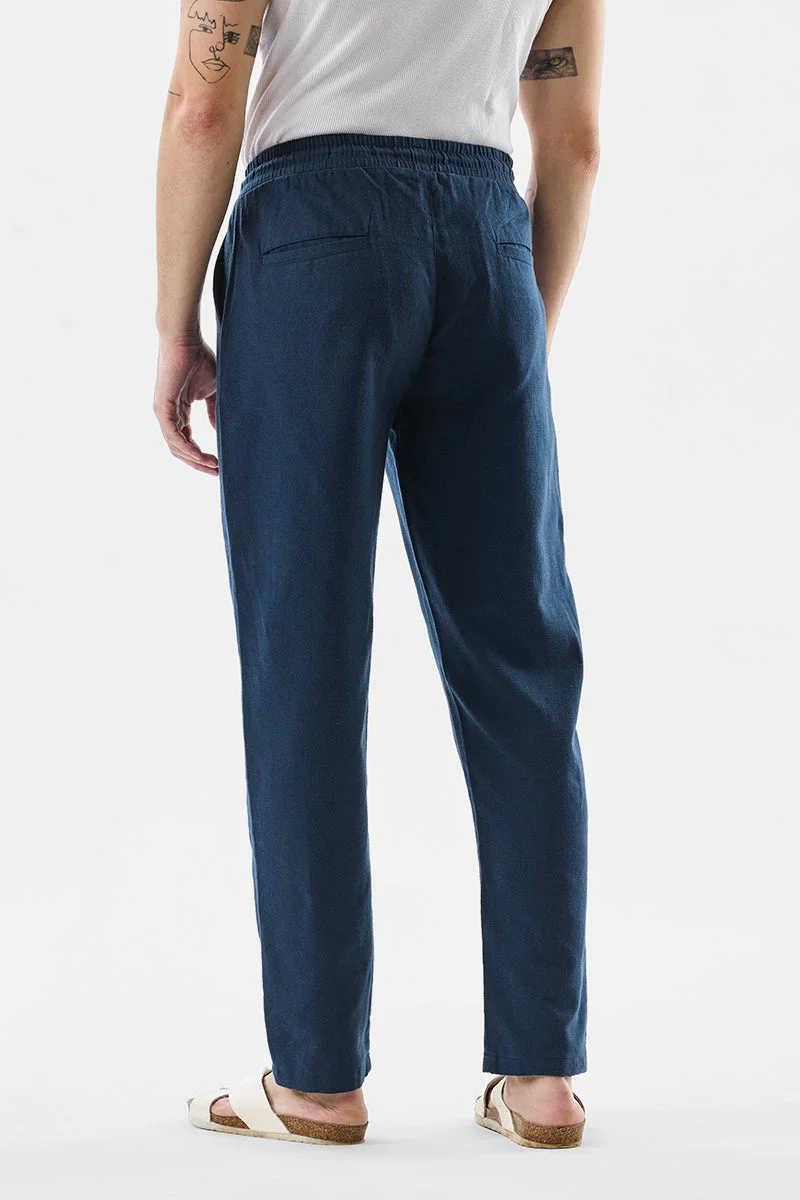 Snitch  Straight Fit Linen Blend Trousers for Men | Best Price UAE