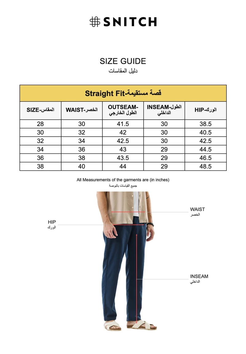Snitch  Straight Fit Linen Blend Trousers for Men | Best Price UAE