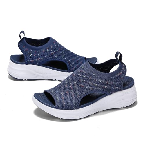 GoodValue Womens Comfortable Orthopedic Sandals Arch Support Ladies Walking Sport Athletic Sandals Open Toe Slip On Plantar Fasciitis Platform Dress Sandal 2 Inches Heel - Image 1