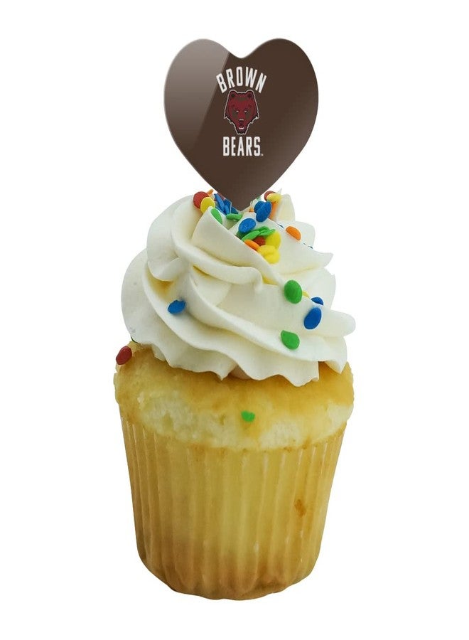 GRAPHICS & MORE Brown University Bears Logo Heart Love Cupcake Picks Toppers Decoration Set of 6 - Image 5