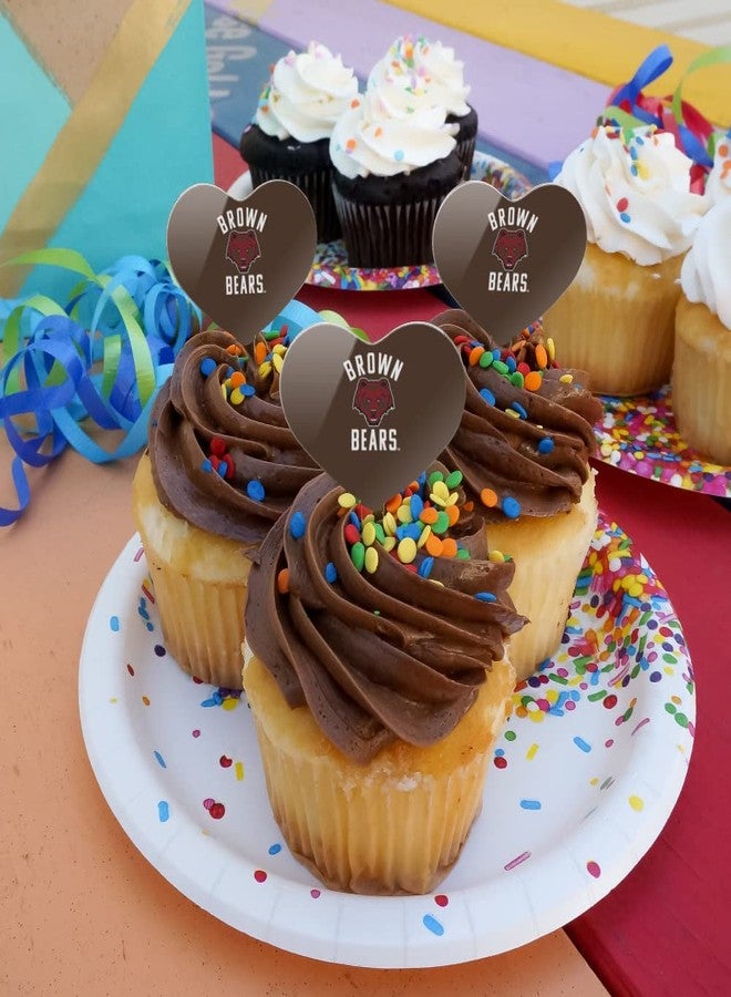 GRAPHICS & MORE Brown University Bears Logo Heart Love Cupcake Picks Toppers Decoration Set of 6 - Image 4