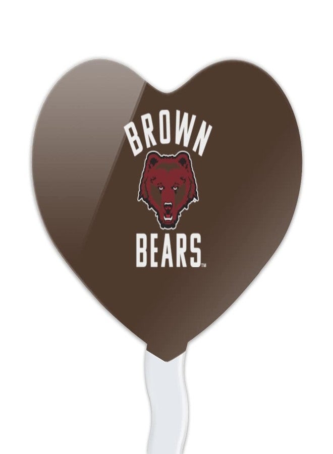 GRAPHICS & MORE Brown University Bears Logo Heart Love Cupcake Picks Toppers Decoration Set of 6 - Image 2