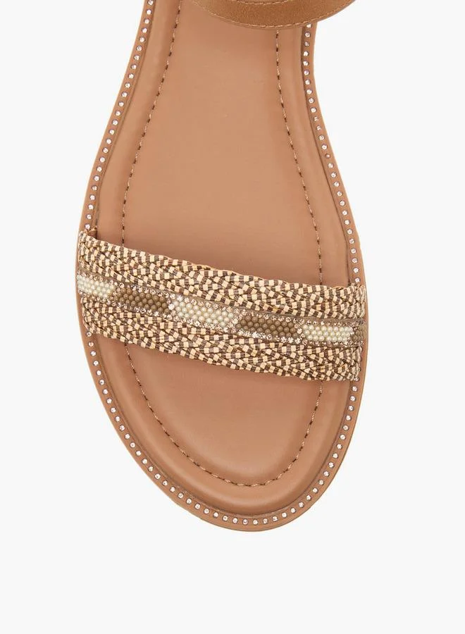 Celeste GOLD Women Ankle Strap Flat Sandals for Women | Best Price UAE