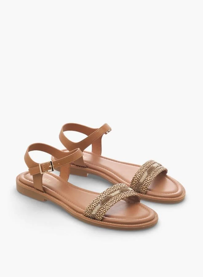 Celeste GOLD Women Ankle Strap Flat Sandals for Women | Best Price UAE