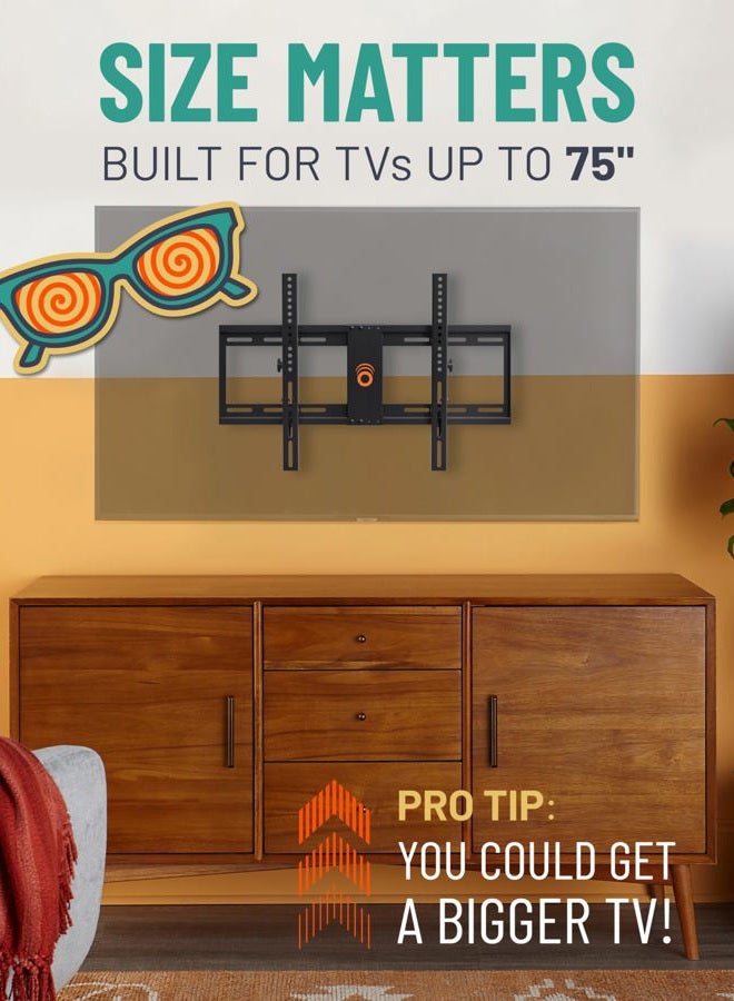 ECHOGEAR Tilting TV Wall Mount with Low Profile Design for 32-70 inch TVs - Eliminates Screen Glare with 15º of Smooth Tilt - Easy Install with All Hardware Included - EGLT1-BK - Image 3