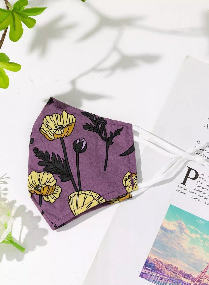 2pcs Floral Print Face Covering  - Image 5