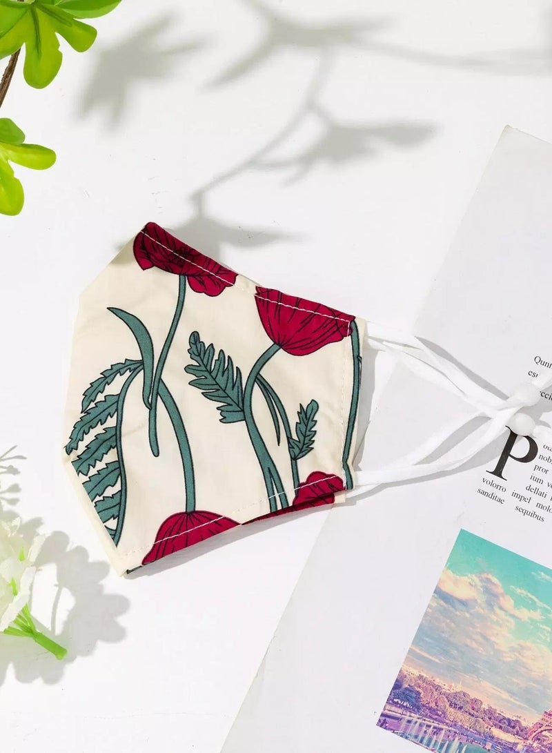 2pcs Floral Print Face Covering  - Image 3