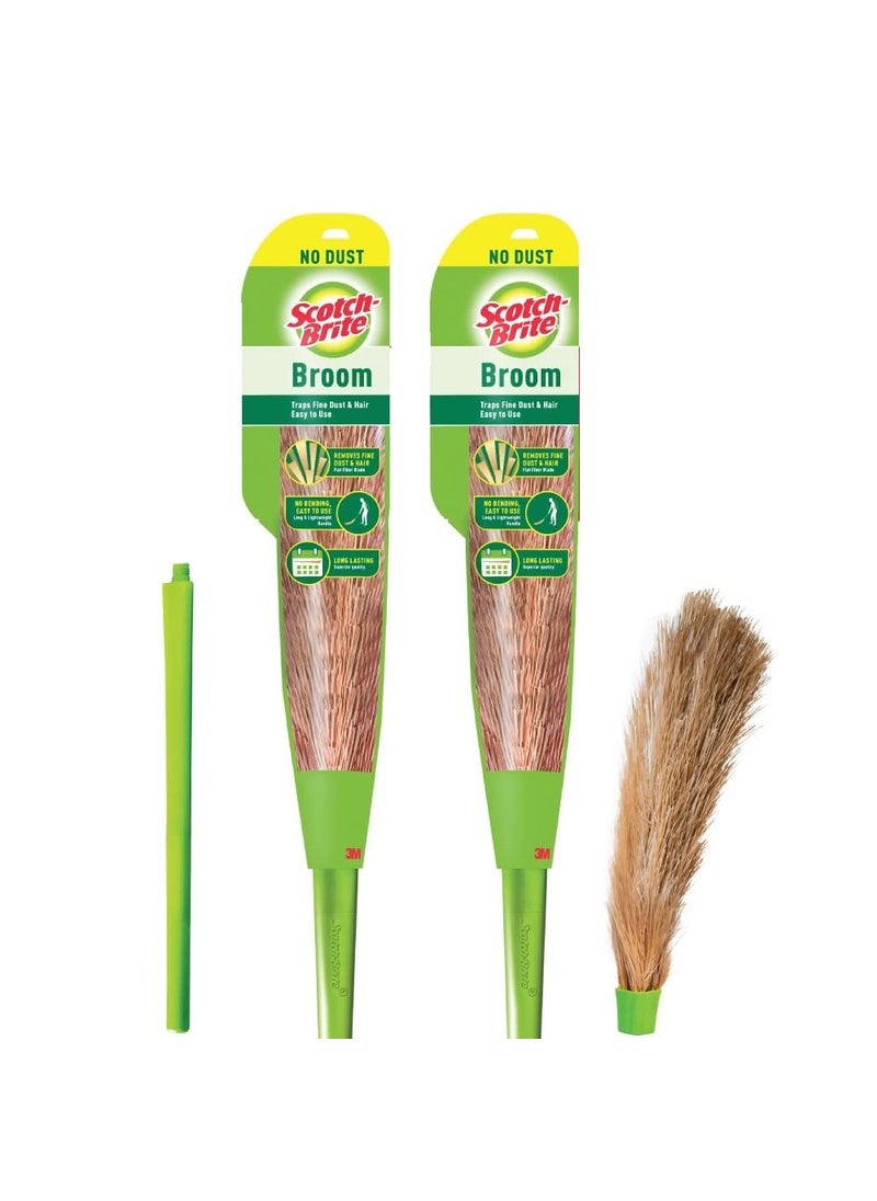 Scotch Brite ScotchBrite Fibre Broom Green Pack of 2 Plastic Hard_Floor  - Image 1