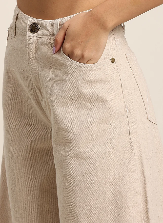 Take Two Styli Women High Rise Cotton Wide Leg Jeans By Bene Kleed