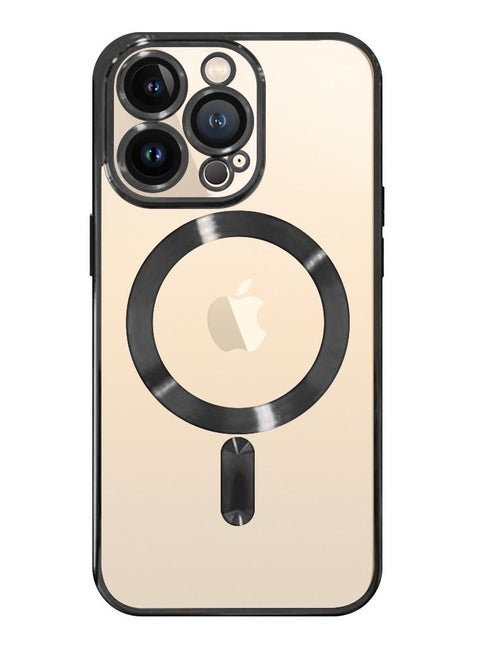 iPhone 13 Pro Clear Case with MagSafe Wireless Charging Compatible Back Cover with Electroplating Shockproof Frame Black