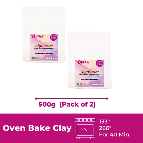 Oytra White Polymer Clay Signature Series Oven Bake for Jewelry Making Miniatures Art and Craft Projects for Professionals and Beginners (White, 1 Kg) - Image 2