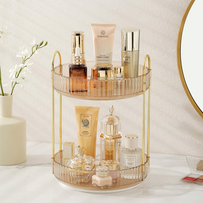Rotating Makeup Organizer for Vanity 2 TierGold