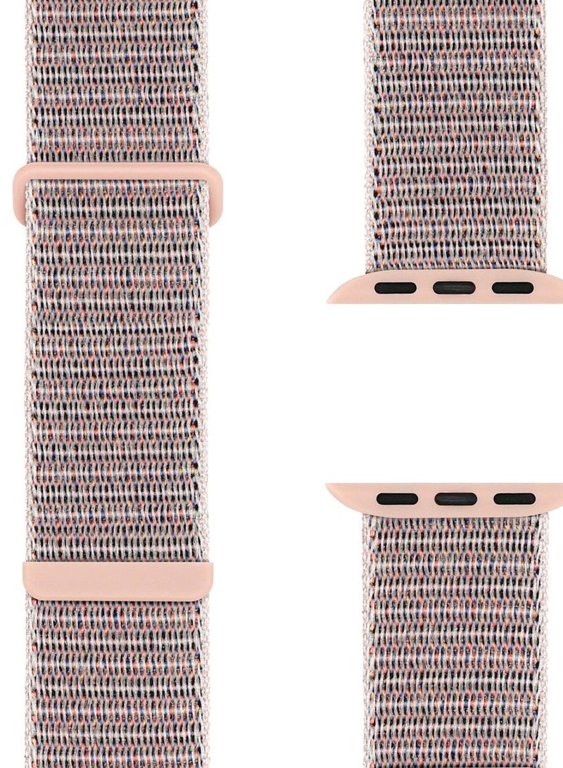 سوار رياضي من النايلون متوافق مع ساعات أبل مقاس 38 مم، 40 مم، 41 مم (42 مم من السلسلتين 10 و11)، سوار رياضي ناعم منسوج، سوار معصم بديل قابل للتعديل لساعات أبل من السلسلة 1، 2، 3، 4، 5، 6، 7، 8، 9، 10، 11/SE - وردي - view 3