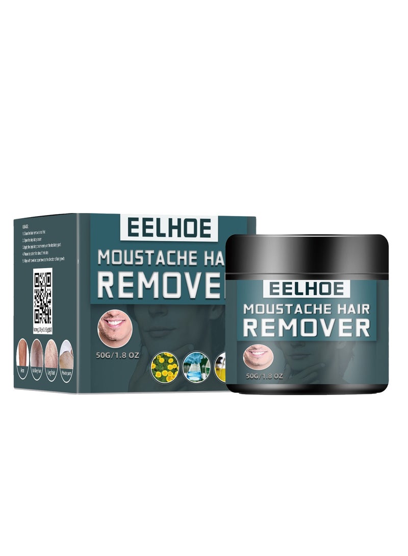إيلهو كريم إزالة الشعر للرجال ، قناع إزالة شعر الجسم العضوي ، كريم إزالة شعر اللحية للوجه للرجال ، مزيل الشعر المهدئ غير المؤلم ، كريم مزيل الشعر السريع والفعال في المنطقة الحميمة والخاصة 50 جرام - Image 1