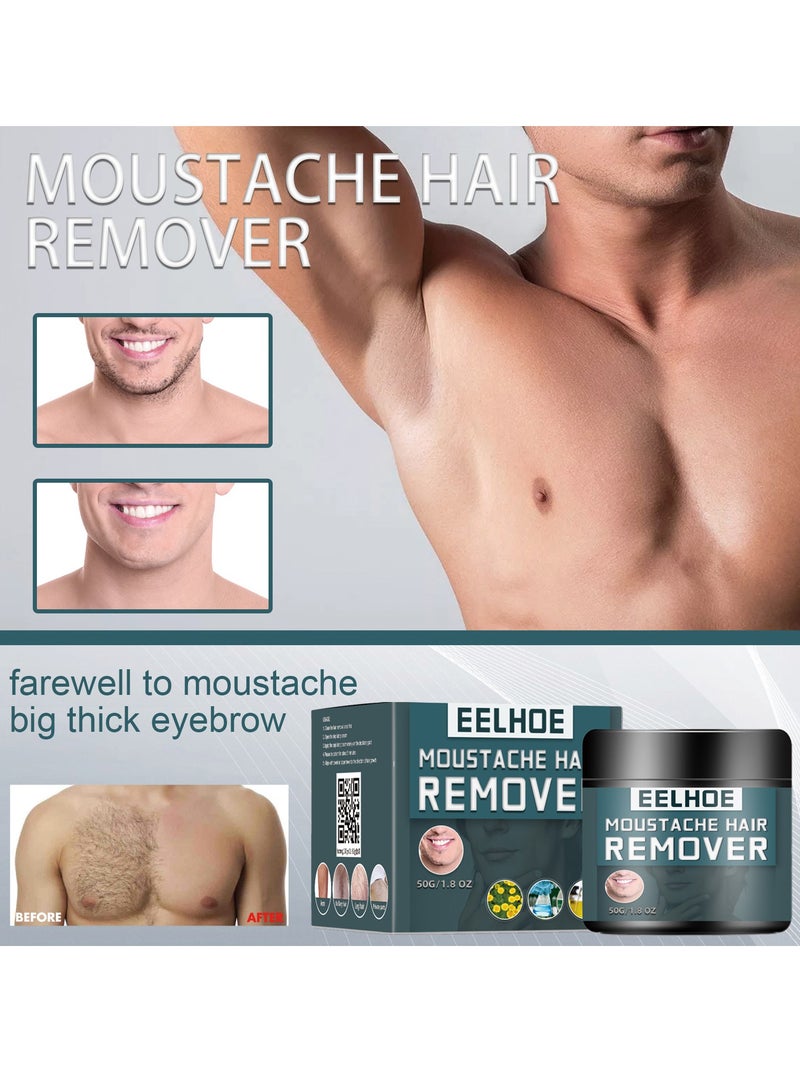 إيلهو كريم إزالة الشعر للرجال ، قناع إزالة شعر الجسم العضوي ، كريم إزالة شعر اللحية للوجه للرجال ، مزيل الشعر المهدئ غير المؤلم ، كريم مزيل الشعر السريع والفعال في المنطقة الحميمة والخاصة 50 جرام - Image 2