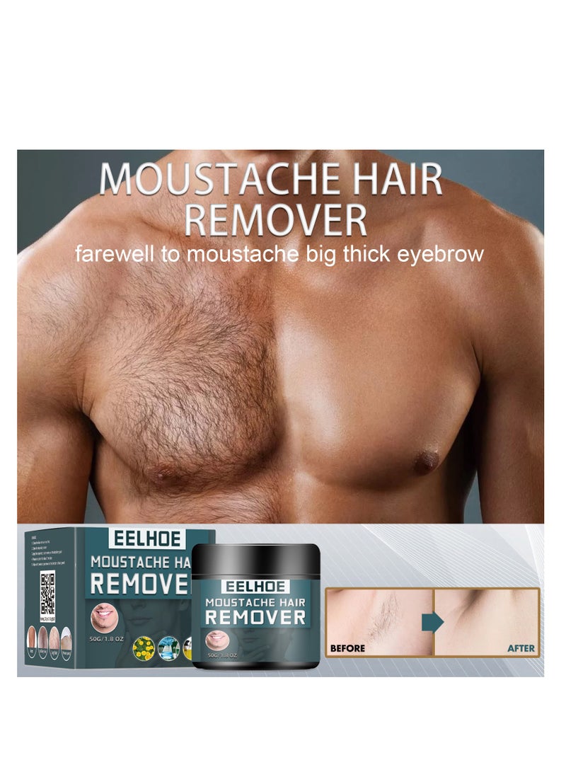 إيلهو كريم إزالة الشعر للرجال ، قناع إزالة شعر الجسم العضوي ، كريم إزالة شعر اللحية للوجه للرجال ، مزيل الشعر المهدئ غير المؤلم ، كريم مزيل الشعر السريع والفعال في المنطقة الحميمة والخاصة 50 جرام - Image 3