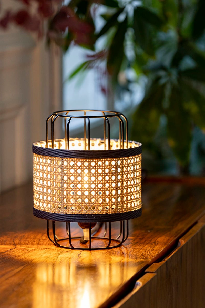 Akway Rattan Cane Webbing Table Lamps for Home Decoration Table Lamps for Living Room, Bamboo Bedside Table lamp, Cane Study Table , Wicker Table lamp for Living Room | bediside (8" x 10") - Image 1
