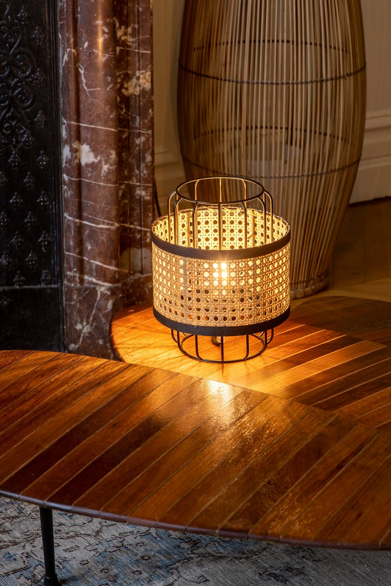 Akway Rattan Cane Webbing Table Lamps for Home Decoration Table Lamps for Living Room, Bamboo Bedside Table lamp, Cane Study Table , Wicker Table lamp for Living Room | bediside (8" x 10") - Image 2