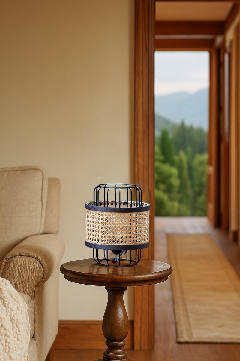 Akway Rattan Cane Webbing Table Lamps for Home Decoration Table Lamps for Living Room, Bamboo Bedside Table lamp, Cane Study Table , Wicker Table lamp for Living Room | bediside (8" x 10") - Image 4
