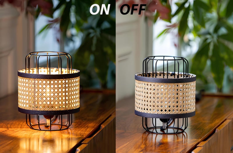 Akway Rattan Cane Webbing Table Lamps for Home Decoration Table Lamps for Living Room, Bamboo Bedside Table lamp, Cane Study Table , Wicker Table lamp for Living Room | bediside (8" x 10") - Image 3
