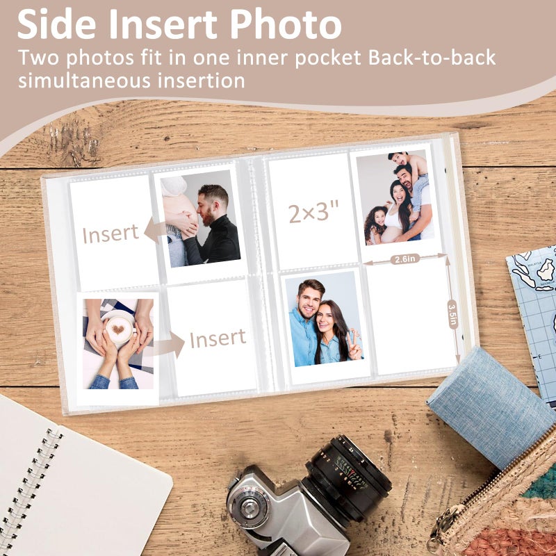 vivinin 2PCS Polaroid Photo Album, 2x3 Inch Pockets Mini Photo Album for 104 Pockets Hold 208 Pictures, Linen Hardcover Polaroid Album Book for Photos Family Anniversaries Baby Vacations (Off-white) - Image 4
