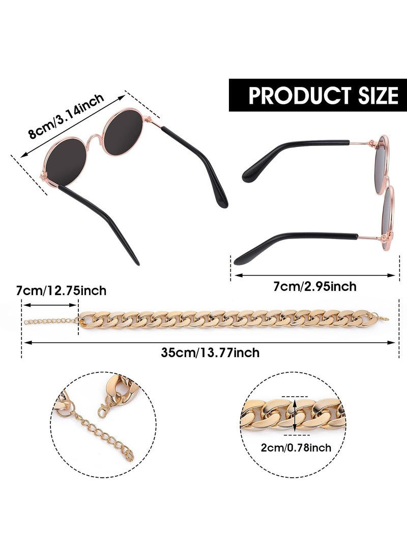 CMGTYYD. نظارات شمسية للقطط، نظارات شمسية ريترو للحماية من الأشعة فوق البنفسجية، نظارات شمسية كلاسيكية للجرو الكلب، نظارات للقطط مع سلسلة ذهبية، نظارات القطط زينة أزياء الكلاب الصغيرة المتوسطة الحجم - Image 3