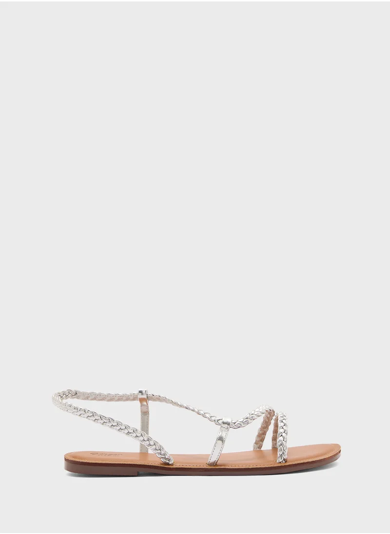 جينجر Braided Flat Sandal With Backstrap