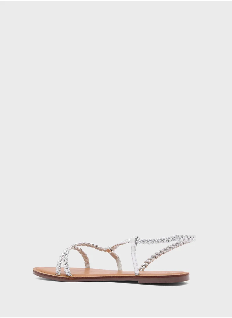 جينجر Braided Flat Sandal With Backstrap