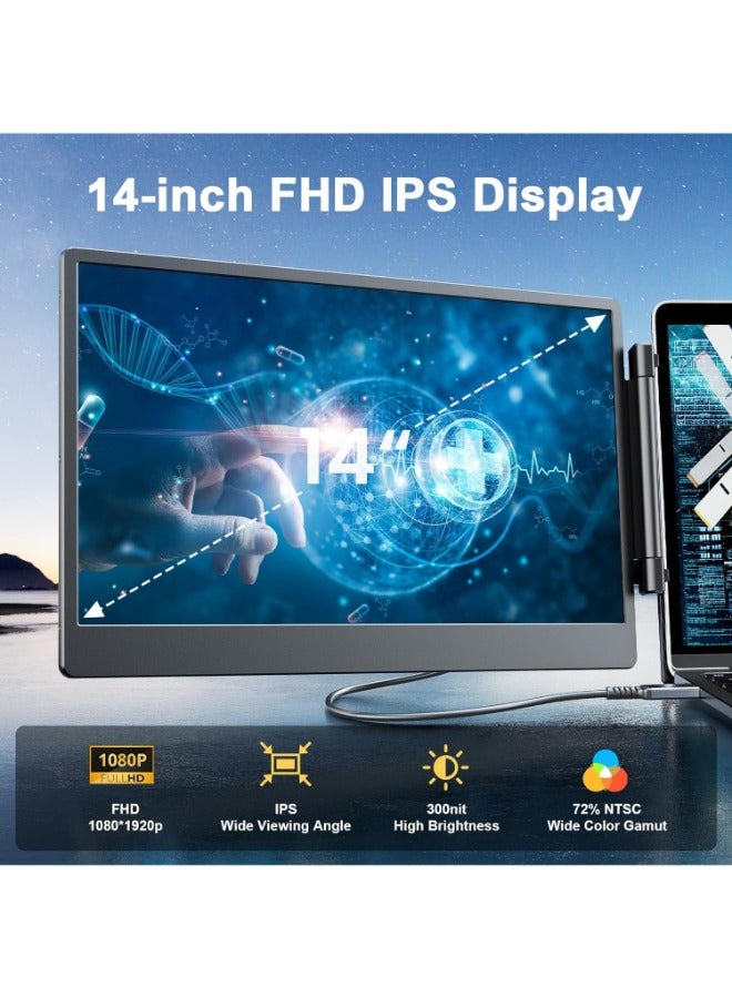 V2COM 14" FHD 1080P IPS Triple Portable Monitor for Laptop – HDMI/USB-A/USB-C Plug & Play, Compatible with Windows/Mac/Android/ChromeOS/Switch/PS5 - Image 5