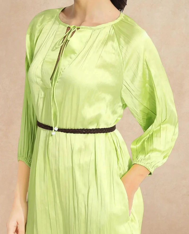 Rareism Women's Relaxed Fit Tie-Up Mini Dress