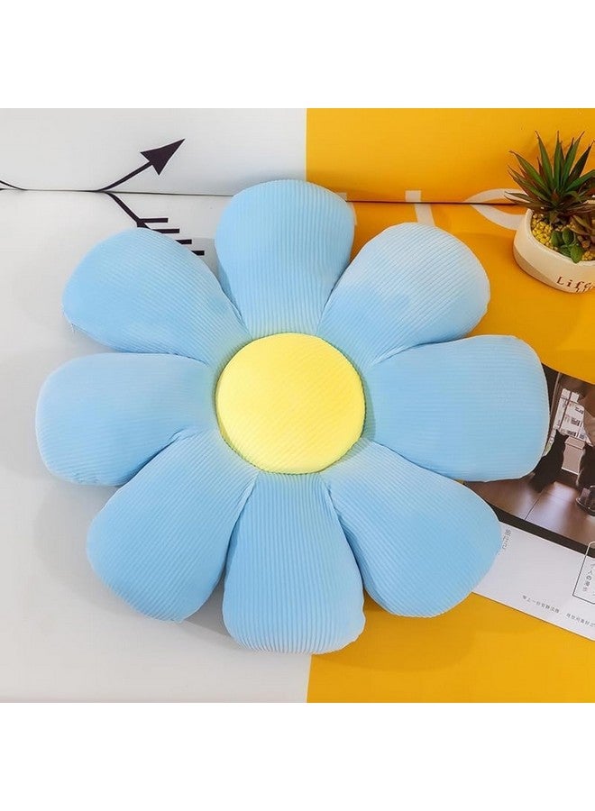 AVSHUB AVSHUB Sunflower Shaped Throw Pillows Cute Stuffed Decorative Pillows Floor Cushion for Girls Bedroom Couch Sofa Chair Aesthetic Decor (35CM, Blue) - Image 1