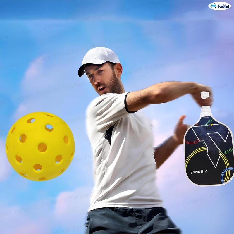 FunBlast Pickle Ball Paddle - 1 Premium Glass Fibre Rackets with 1 Balls & Portable Carry Bag, Ideal for Kids, Men & Women - Durable & Lightweight, Outdoor Activities - Multicolor - Image 2